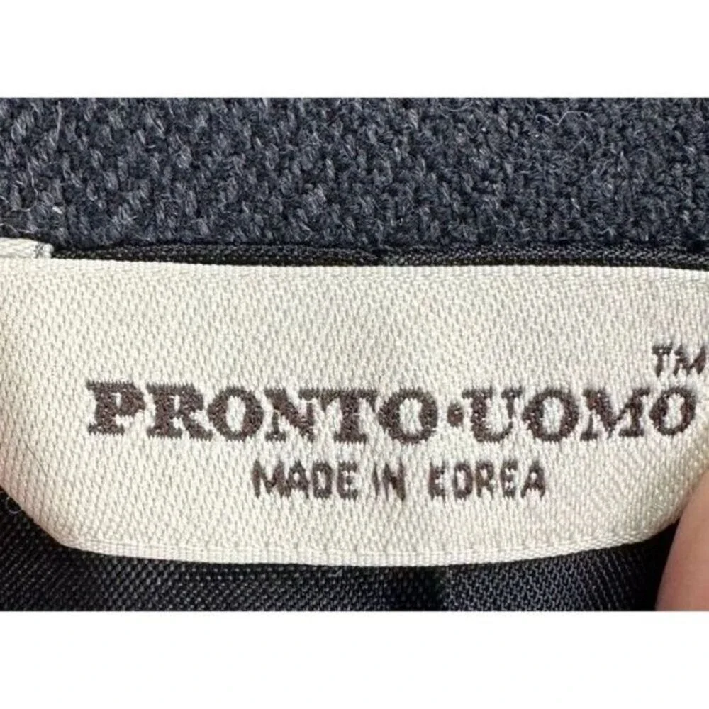 Pronto Uomo Blazer Adult 42S Grey 100% Lambswool Tuxedo 2-Button Suit Coat Mens